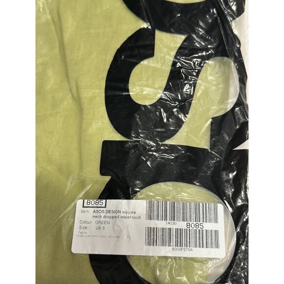 Midi Dress Smocked Back Square Neck Dropped Waist - Picture 4 of 4